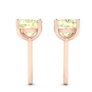18K 玫瑰金垫形黄钻耳钉 - 照片 1